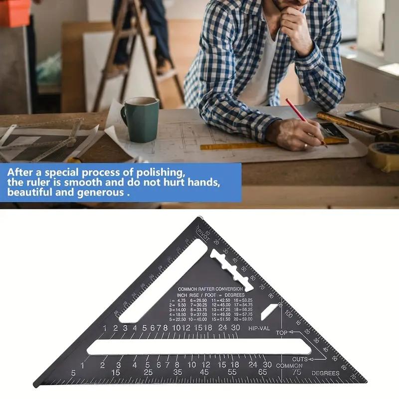 7/12inch Metric Aluminum Alloy Triangle Angle Ruler Protractor Woodworking Measurement Tool 30cm Quick Read Square Layout Gauge