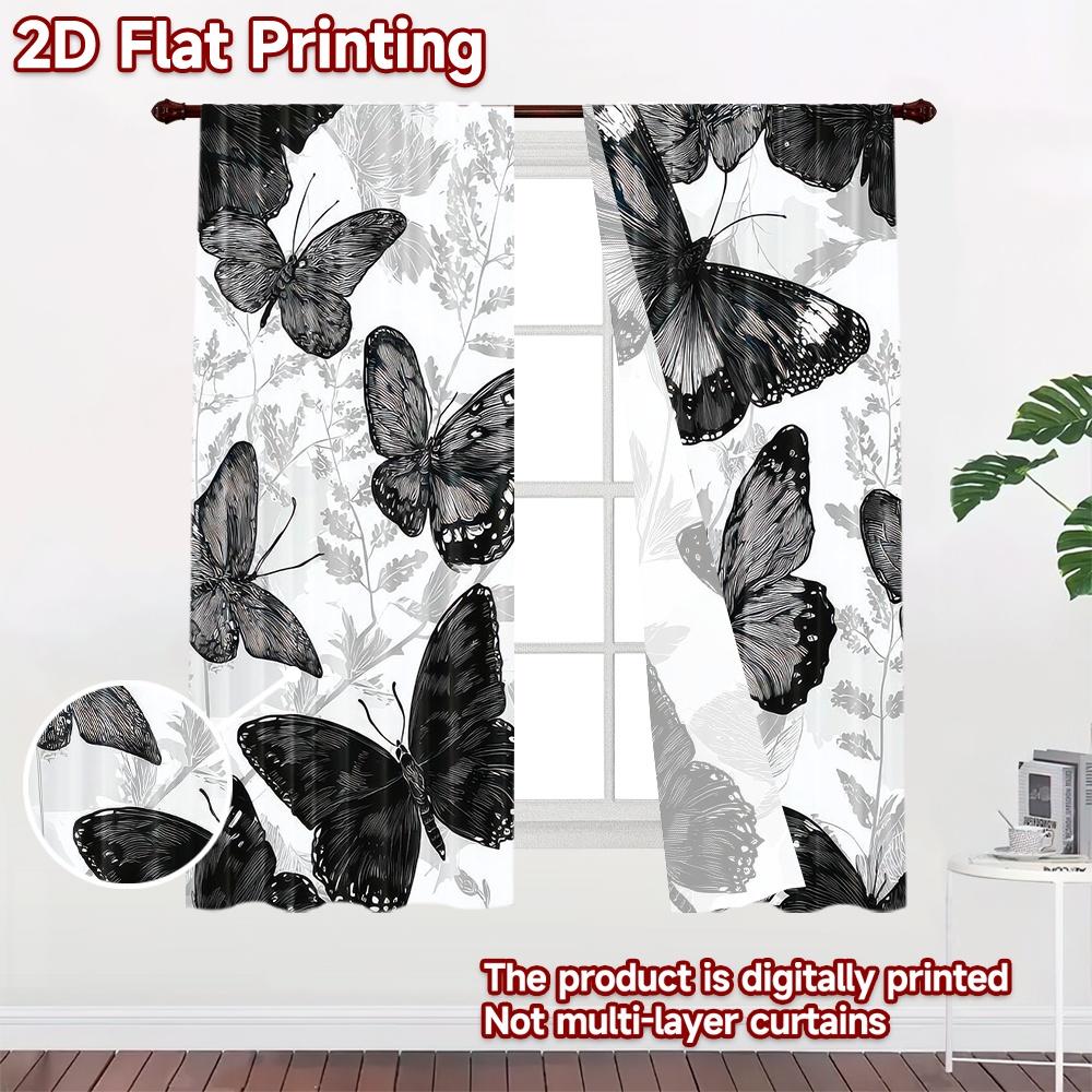 1pc 2D flat Photography Backdrop Tapestry Black Butterflies and Leaves 100% Polyester Festive Backdrops Use for Home and party