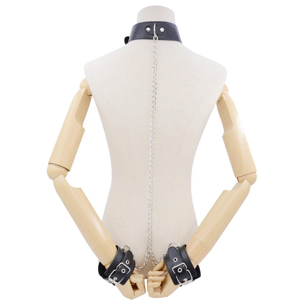 SM Female Slave Training Props Collar Reverse Back Handcuffs Bondage and Discipline Sex Toys Couple Sex Supplies
