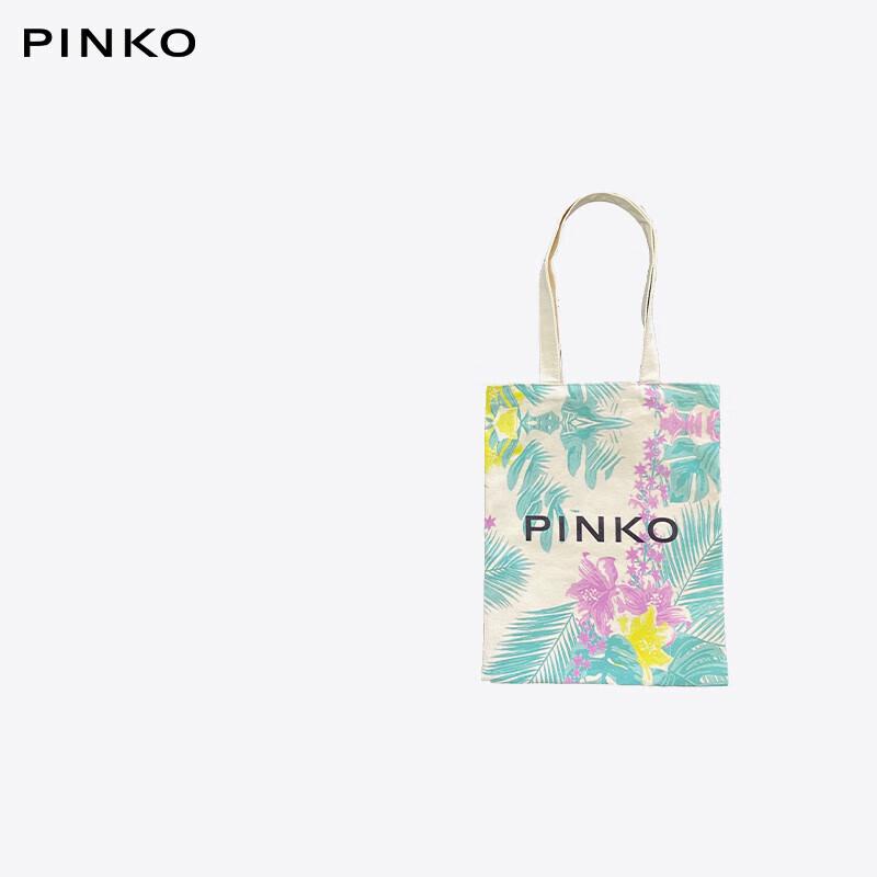 Сумка из розового холста с цветочным принтом PINKO Green