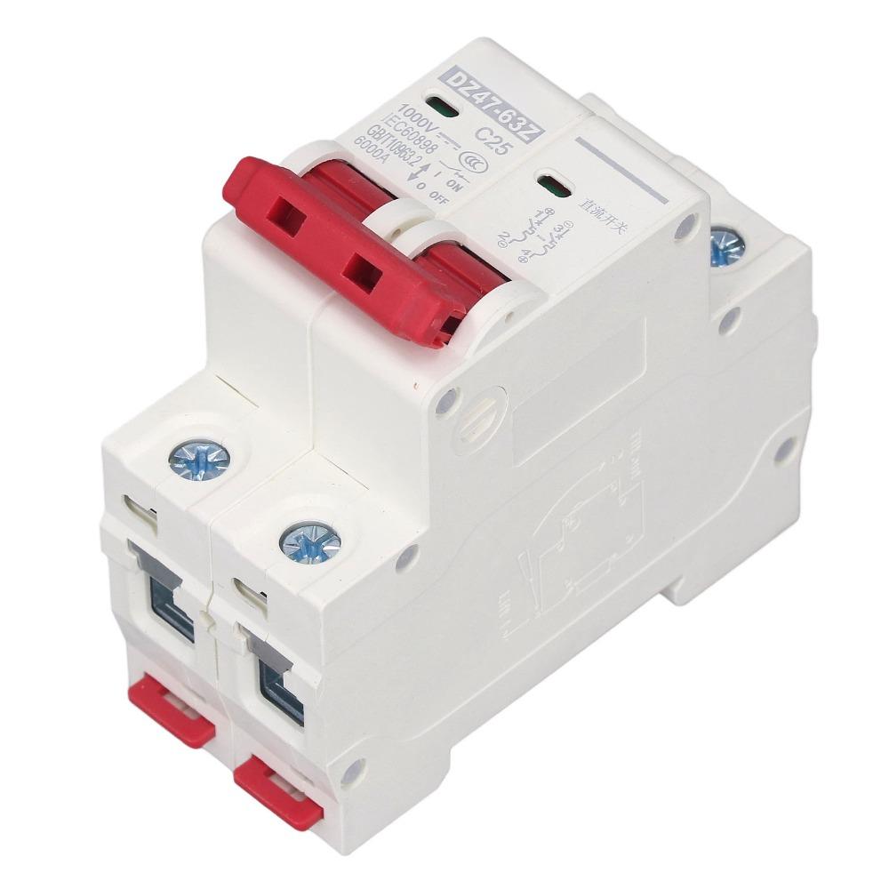 DZ47-63Z Circuit Breaker 2P DC 1000V Home Circuit Breaker 6000A Breaking Capacity 10/16/20/25/32/40/50/63A