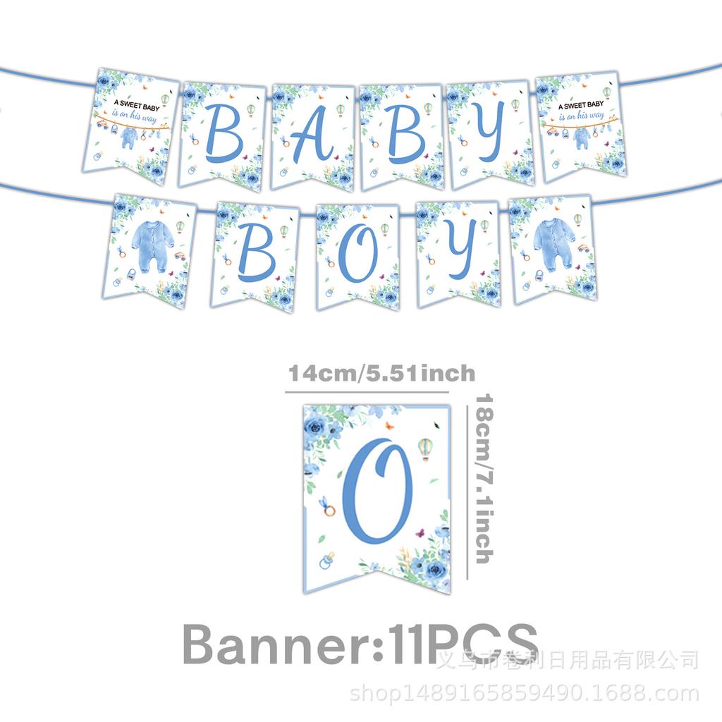 Blaues Taufthema Partyzubehör Babyparty Dekoration Partygeschirr Banner Tissue Arrangement Zubehör