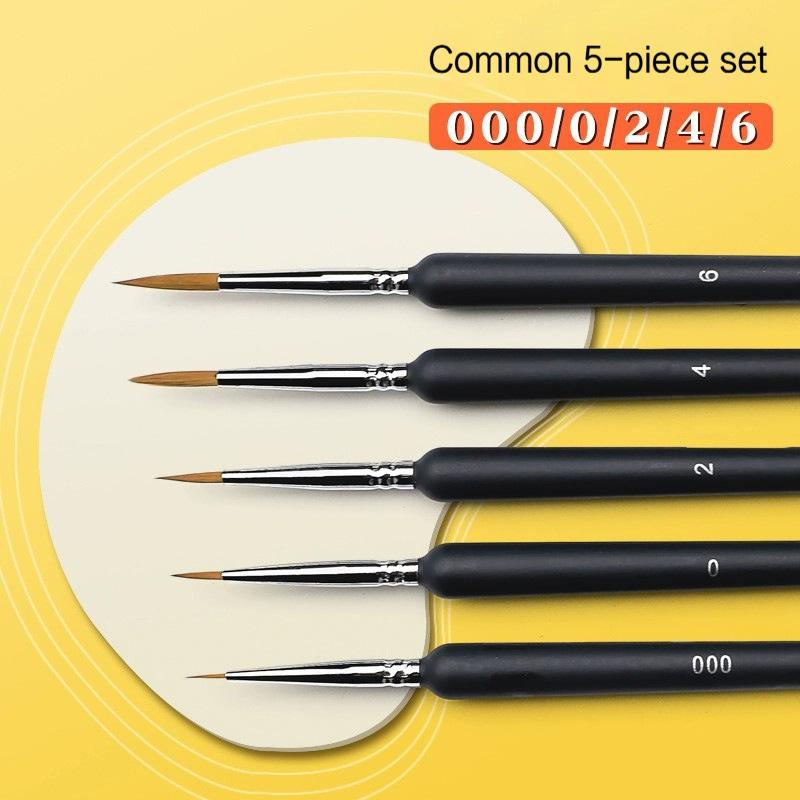 Borrence Miniature Hook Line Pen Art Paint Brushes 4/5/8/10/11pcs for Gouache Acrylic Watercolor Oil Paints Artists Hand Painted