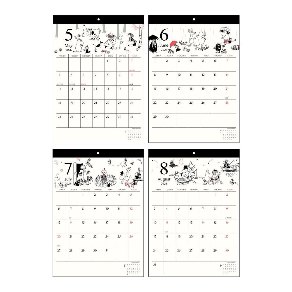 Sunstar Stationery Moomin 2026 Wall Moomin S8521450 Calendar,