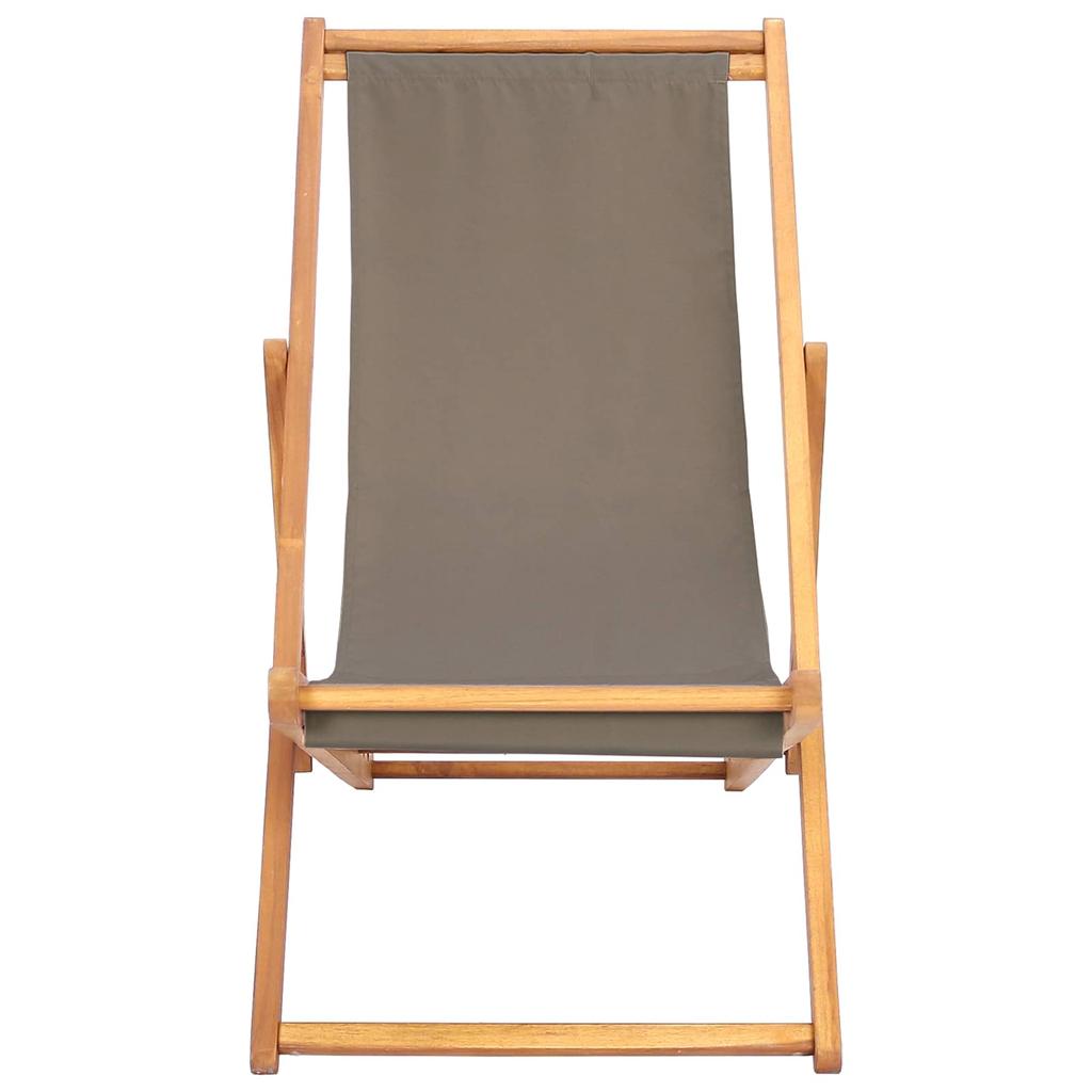 Lounge Chair Taupe Solid Teak Wood