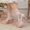Baotou sandals lolita shoes princess lo shoes with skirt high heels  thick heel single shoes  lolita shoes