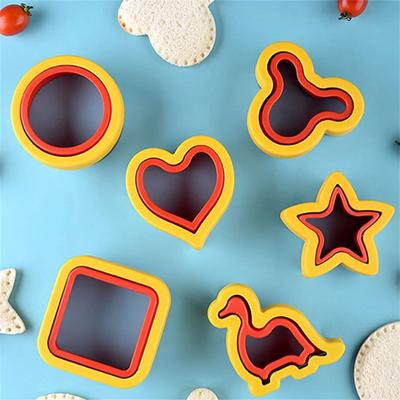 2 Layers Sandwich Cutter Set for Kids Animal Dinosaur Star Heart Shape Stainless Steel Bread Mould Metal Cookie Cutter Mold Bake