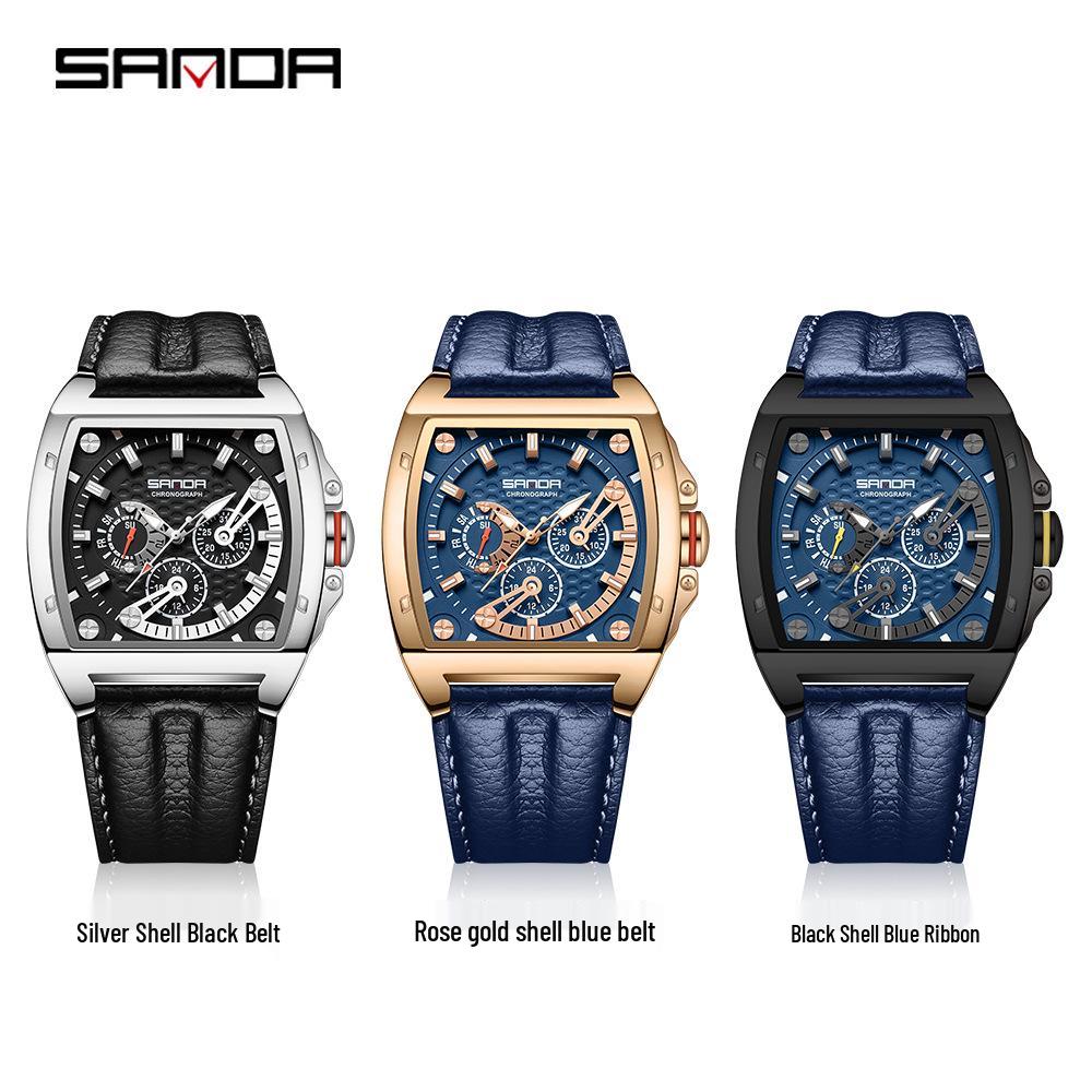 Sanda Men's Waterproof Quartz Watch with Leather Strap - Stylish and Durable Design