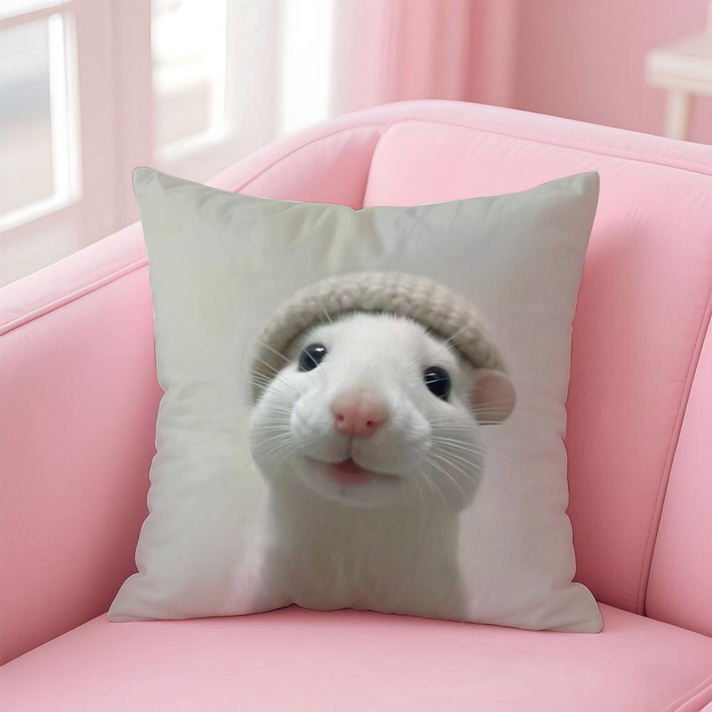 

Kwaii Anime Cute Mouse Cushion Cover Pillowcase Short Plush Invisible zipper Room Sofa Cushion Cover 30X30cm