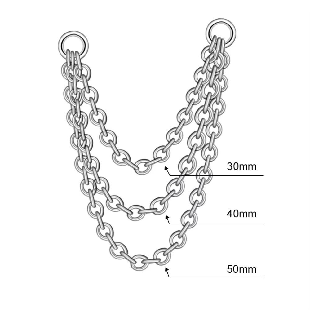 Chaîne de Nez Fashion en Titane Double Chaîne 25-50mm Chaîne Narine Chaîne à Trois Niveaux DIY Piercing Hélix Piercing Oreille Nez Bijoux