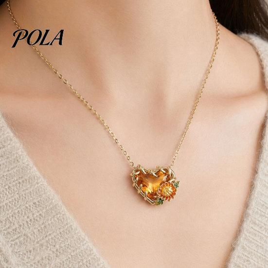 Elegant Birth Flower Jewelry Birthstone Heart Necklace, Stone And Pendant Jan To Stylish Lightweight Dec Floral Birthday Gift for Mom Wife Girlfriend