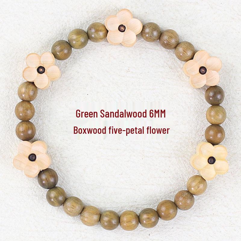 Women's Multi-Bead Luminous Bracelet: Bamboo, Ebony, Purple & Green Sandalwood, Rosewood.