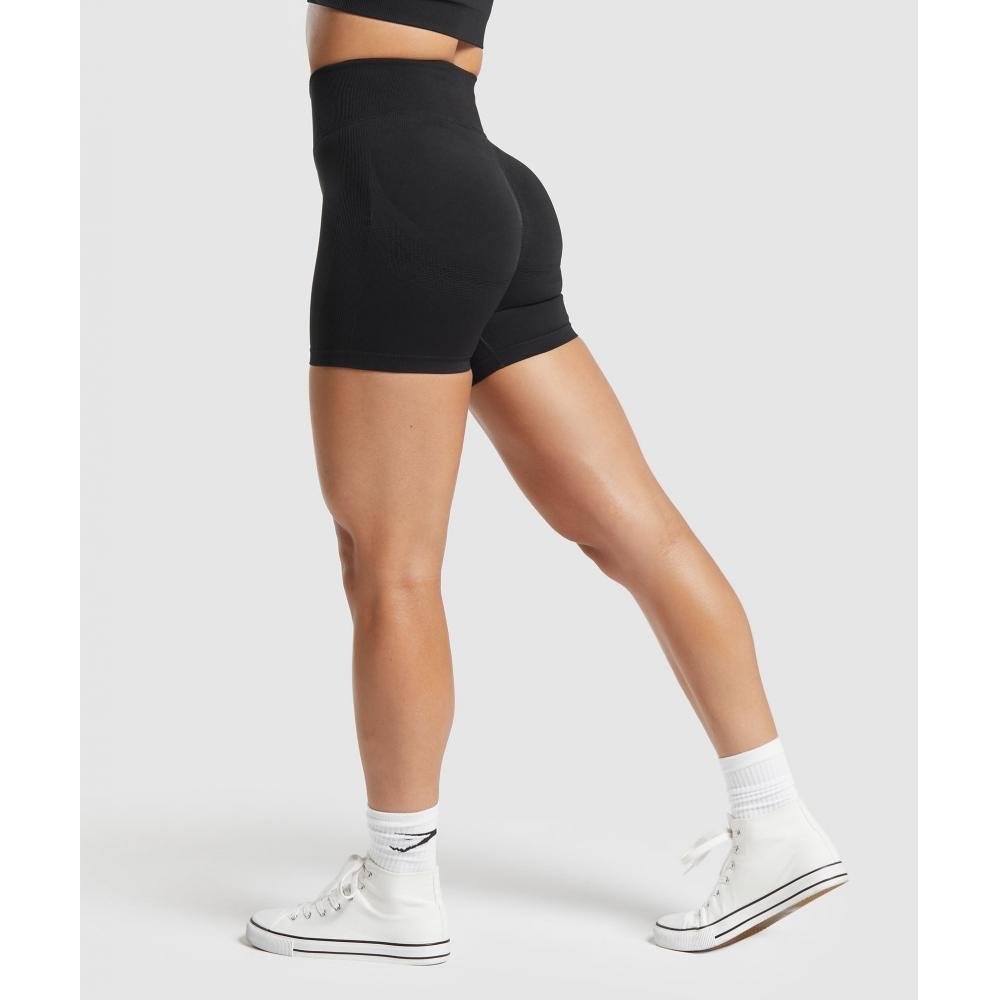 Gymshark Lift Konturovací Bezešvé Šortky Černá Černá Melírovaná B6a8i Bcg7