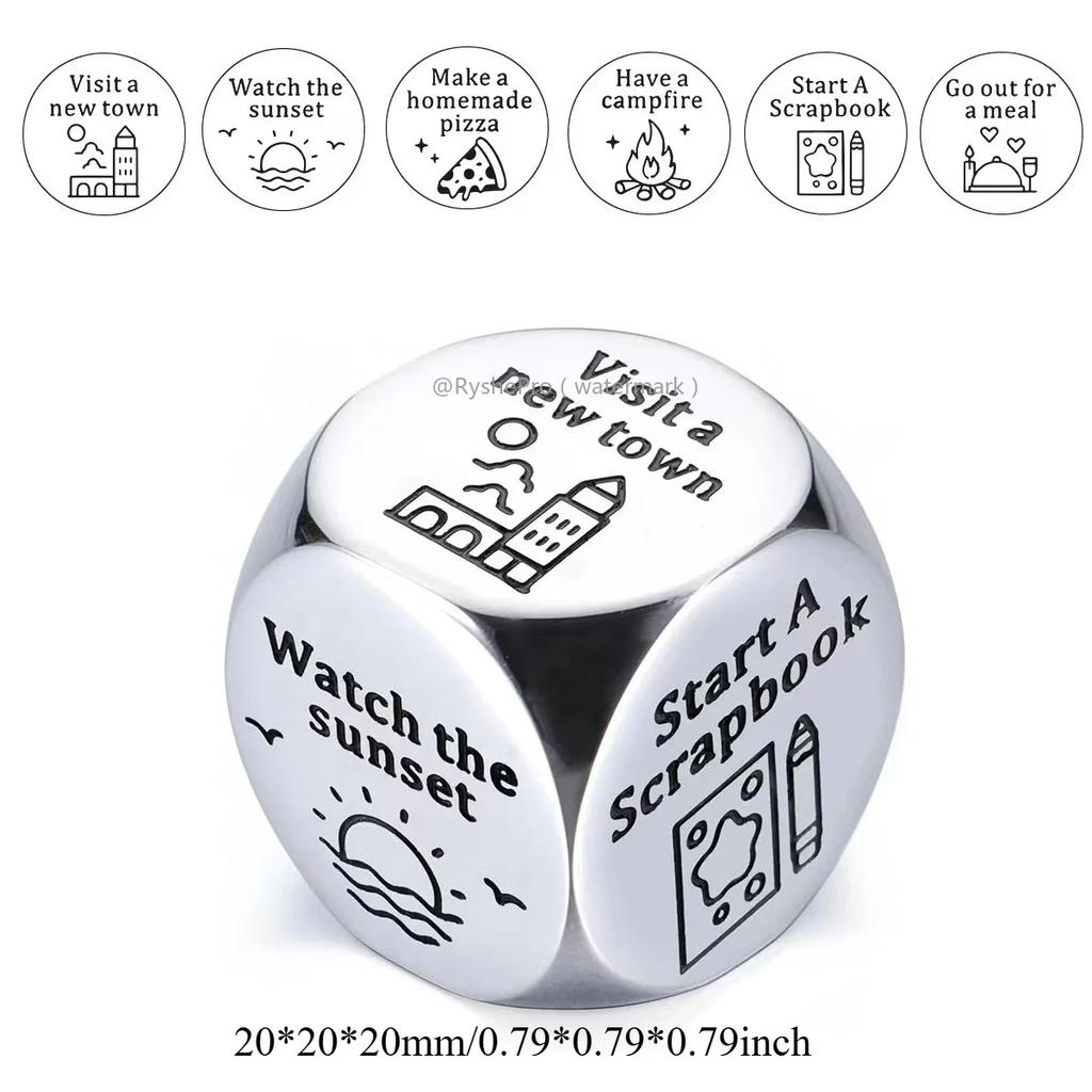 1pc Food Decision Dice Anniversary Date Night for Couple Stainless Steel Food Determine Dice Set Men Women Birthday Wedding Gift
