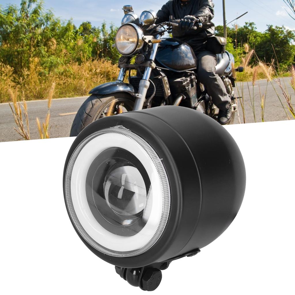 LED Headlight Vintage Round Front Lamp Fit for Motorcycle Cruiser Choppers Bobber (White Yellow Light )