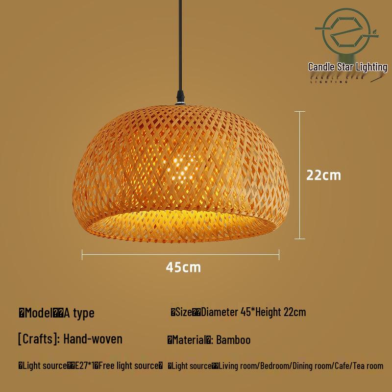 Zen Style Bamboo Rattan Pendant Light for Tea Rooms and Restaurants