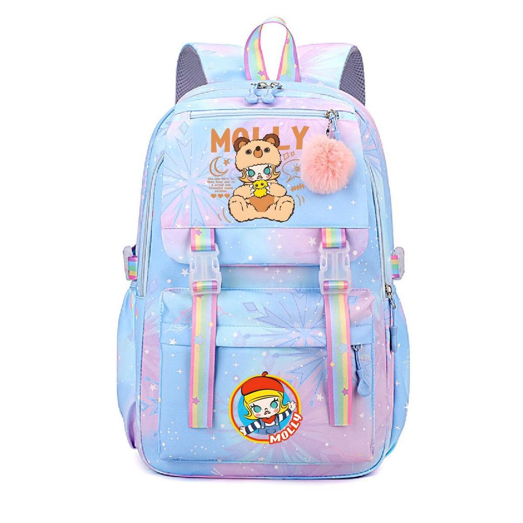 Nova mochila pequena e fofa com estampa de desenho animado da Molly, fresca, de grande capacidade, bolsa escolar