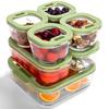 BOROHOUSE Hitzebeständiges Glas Aufbewahrungsbehälter Set 7-teilig (240ml x 4, 560ml x 2, 1370ml x 1) - Mikrowellen-, Backofen- und Gefrierschrankgeeignet, Silikondeckel, Luftdicht
