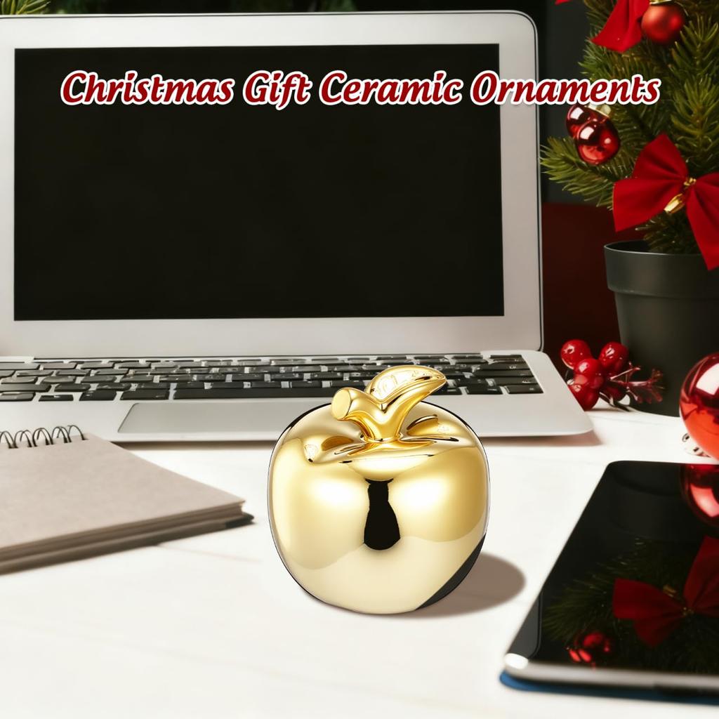 GRIRIW Elegant Sea Ceramic Christmas Ornament, Golden Color Tabletop Ornament with Space-Saving Design, Perfect for Home Parties or Desk Decoration