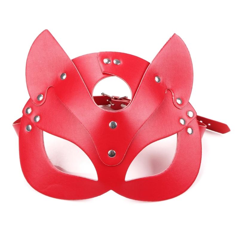 Elegante Catwoman Kostümmaske Premium PU-Leder Atmungsaktives Design für Maskenbälle Partys Rollenspiele