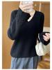 Women's 100% Pure Wool V-Neck Lace Long Sleeve Loose Sweater - Autumn/Winter 2025 Collection
