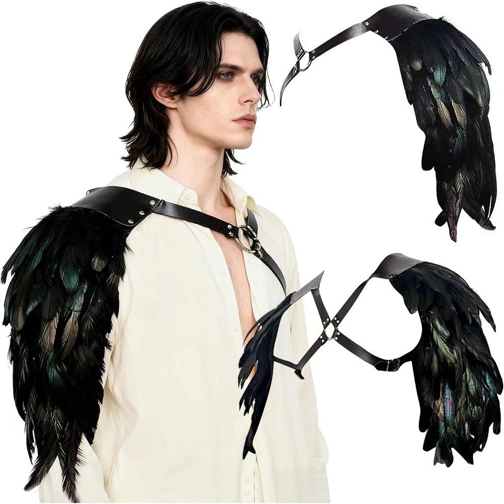 Feather Cloak Gothic Shoulder Armor Double Shoulder Medieval Guards Pirate Cosplay