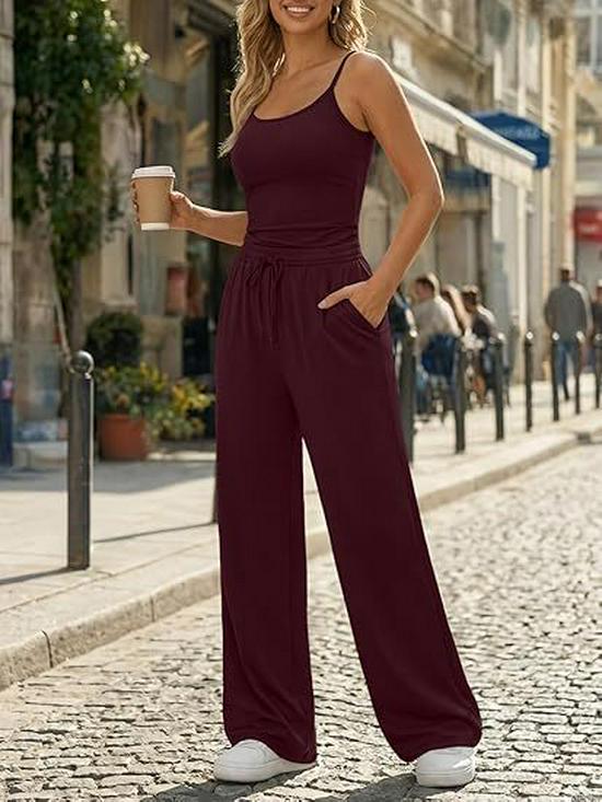 2026 Women's Casual Set: Solid Color Camisole & Wide-Leg Pants 2-Piece Outfit