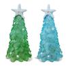 Sea Glass Christmas Tree with Starfish Ocean Beach Christmas Tree Resin Mini Christmas Tree Ornaments for Birthday Party Gift