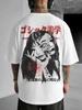 White Oversized T-shirt with Y2K Grunge Drain Print