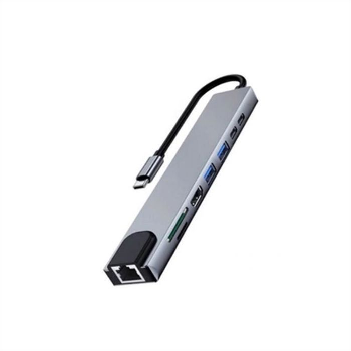 Hub USB-C 8 en 1 - Ewent - EW1146 - HDMI 4K - Ethernet 1000Mbps - Compact et léger