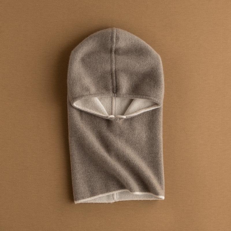 Women s 100% Pure Cashmere Double-Sided Drawstring Knit Hat and Neck Gaiter - Thickened and Warm for Autumn/Winter.