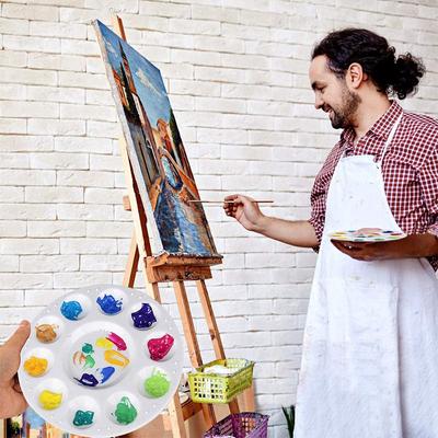 12 Pcs 10 Holes Palette Artist Children Students Art Craft Color Mixing Tray Portable Painting Palette White