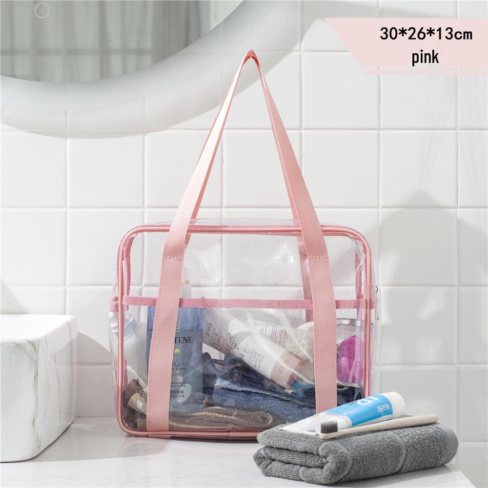 

INS Style Transparent Jelly PVC Handbag: Fashionable, Waterproof Toiletry and Makeup Travel Bag. розовый