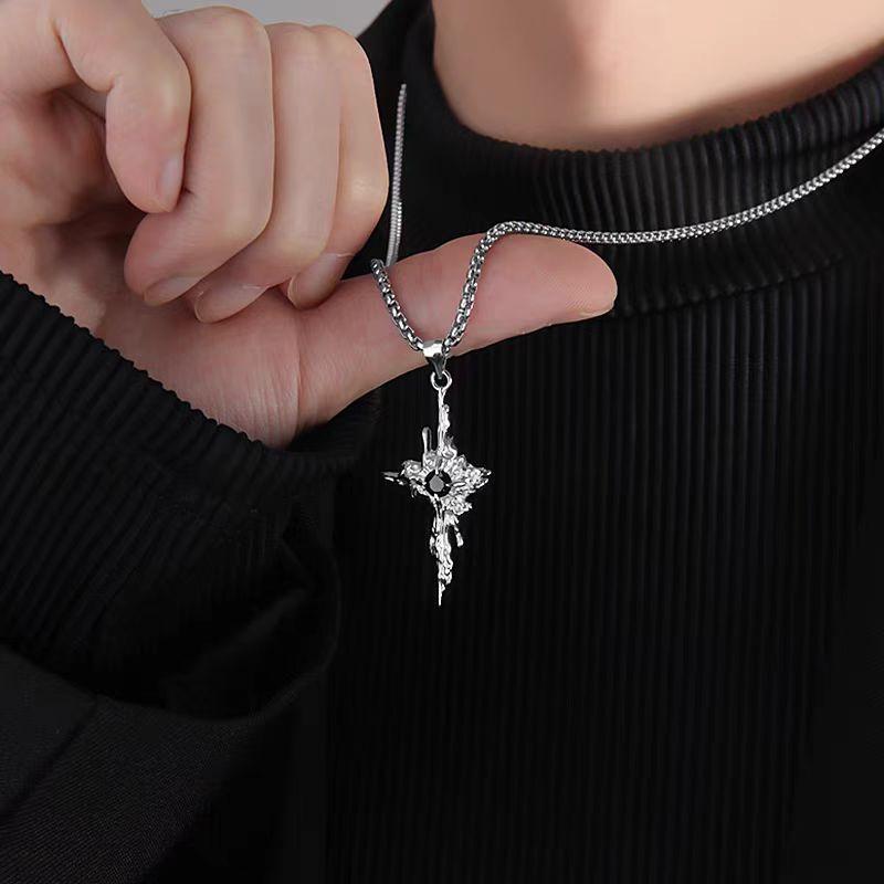 Necklace for Men Titanium Steel Original Light Luxury Niche Trend High-End Feel Men's 2024 New Hot Dark Style Pendant