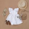 Fashion Baby Girl Linen Cotton Ruffled Jumpsuit Summer Infant Toddler Child Strap Romper Outfit Solid Color Baby Clothes 0-3Y