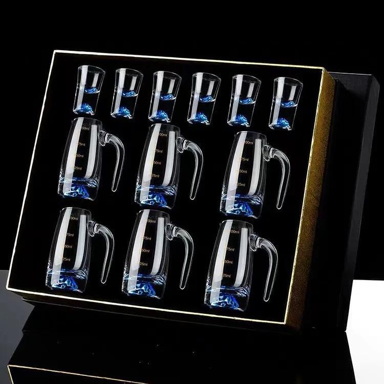 Ice Blue Baijiu Cup Wine Separator Set Home Creative Crystal Glass with Scale Home Wine Set