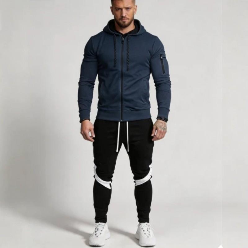 Mens Winter Casual Tracksuit Hooded Sweatshirt Pants Set Outdoor Sportswear Two-Piece