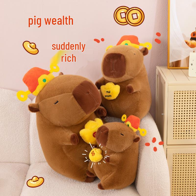 

Adorable God of Wealth Capybara Plush Pillow and Ingot Toy 30cm (0.31kg) глубокий/коричневый