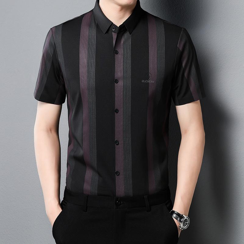 Летняя рубашка с коротким рукавом в полоску — фото 3