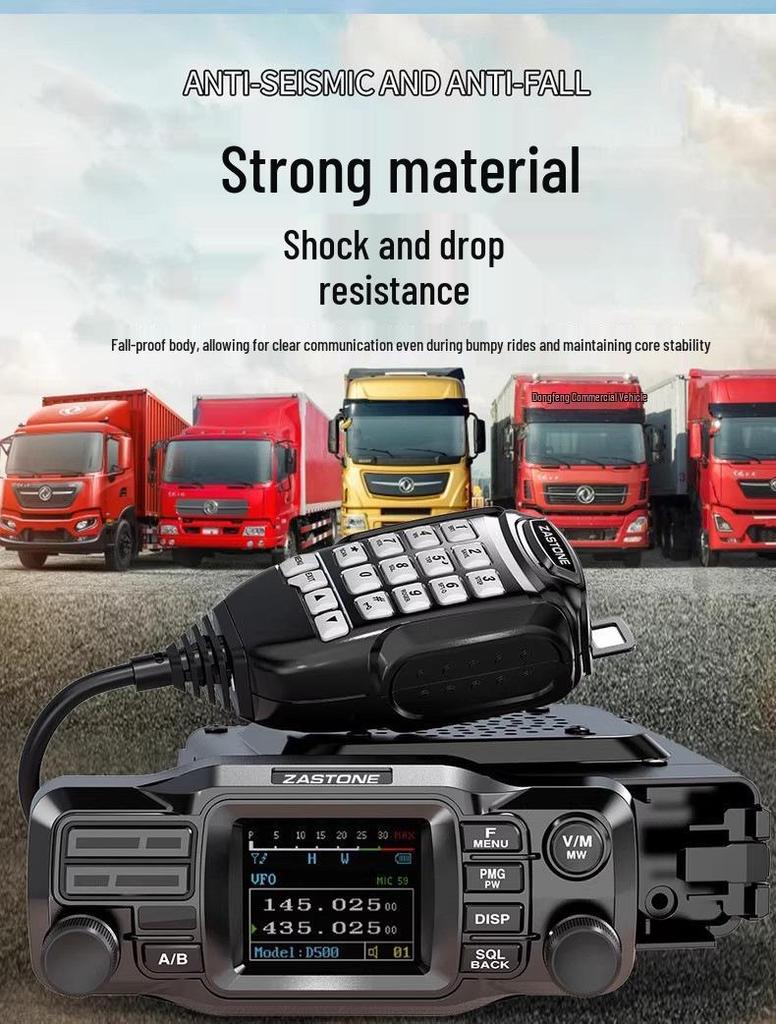 ZASTONE D500 25W Mini Dual-Band Car Radio with Panel Separation for Self-Driving Outdoor Use