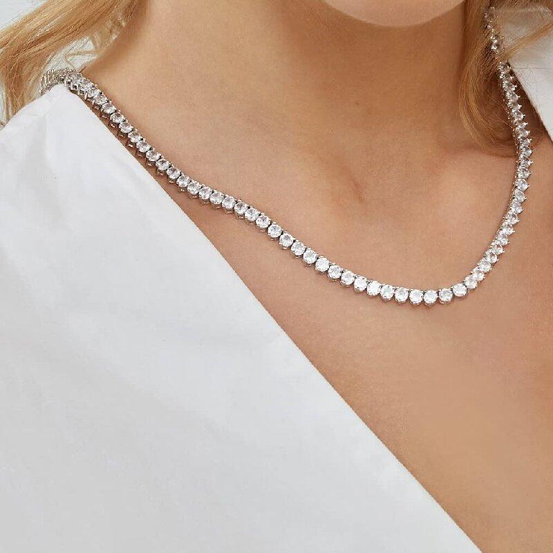 A three-claw tennis necklace 4mm hip-hop copper inlaid zircon light luxury, Europe and the United States, the trend of necklace decoration