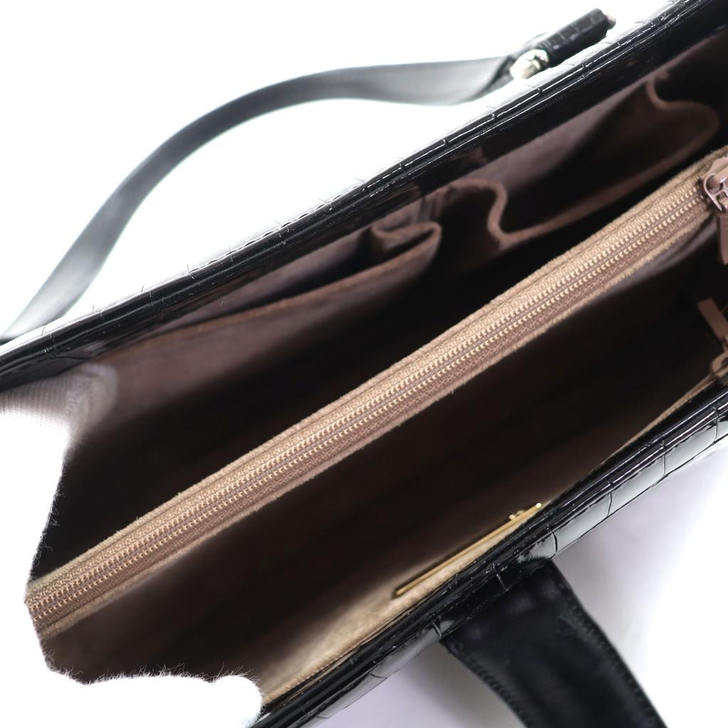 Tolle YAMAGUCHI Handtasche schwarz Krokodil Damen Gebraucht