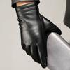 Leather Gloves Men'S Autumn And Winter Fleece Thickened Warm Driving Riding Touch Screen Business First Layer Sheepskin Gloves Windproof