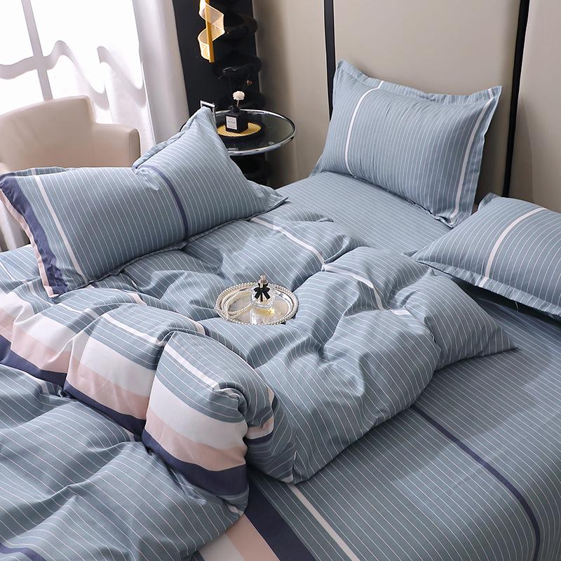 Gestreifte Bettwäsche aus gebürsteter Baumwolle für Herbst/Winter – Verdickter Bettbezug & Laken