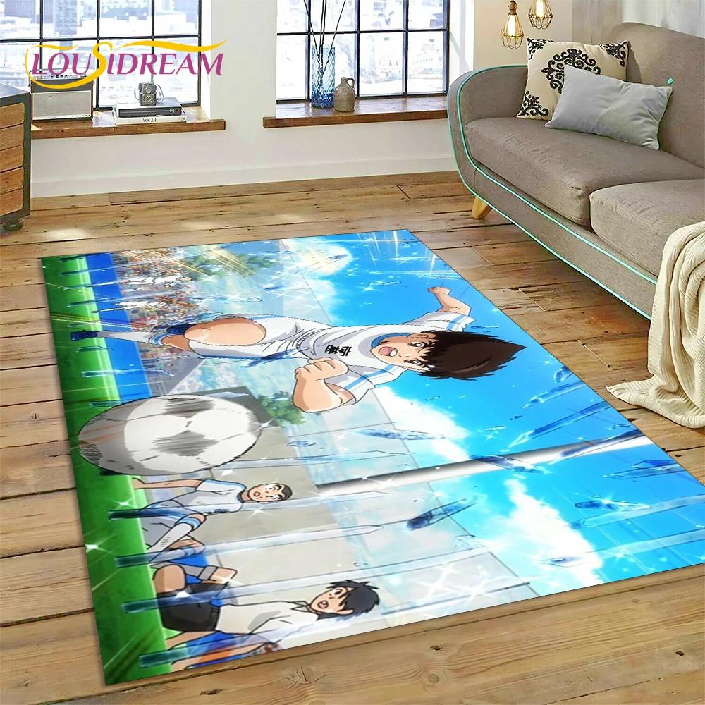3D Cartoon Captain Tsubasa Fußballteppich für Schlafzimmer Wohnzimmer Heimsofa Dekoration, Kinderspiel Große Dekor Bodenmatte