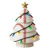 Sports Ball Inspired Christmas Tree Figurine Handcrafted Faux Leather Tree Shaped Tabletop Decoration with Golden Star Topper for Holiday Home Decor