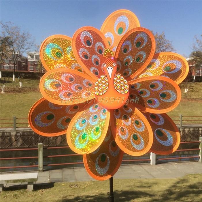 Double Layer Sequins Windmill Colourful Wind Spinner Home Garden Decor Yard Kids Toy Au08 19 Dropship оранжевый