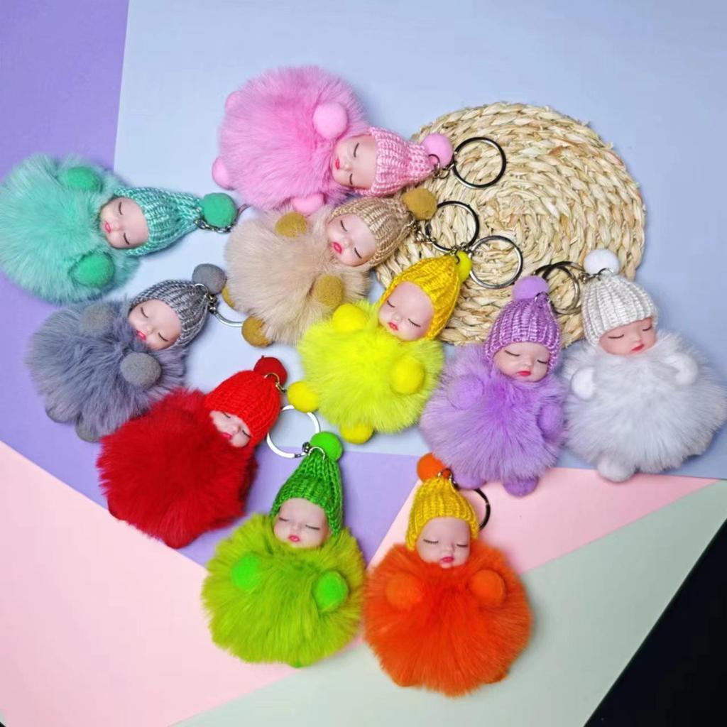 Internet Celebrity Imitation Rabbit Fur Sleepy Doll Keychain – Cute Bag Decoration & Gift Ornaments