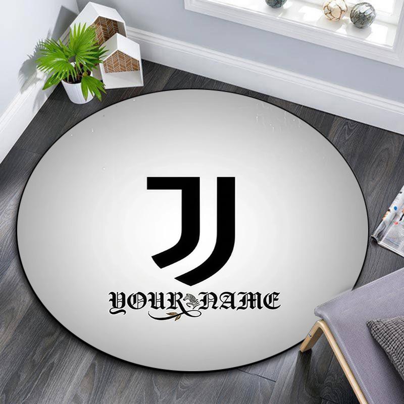 Custom Name Juventus2 Round Area Rug,Carpet Rug for Living Room Bedroom Sofa Playroom Decor,Non-slip Floor Mat
