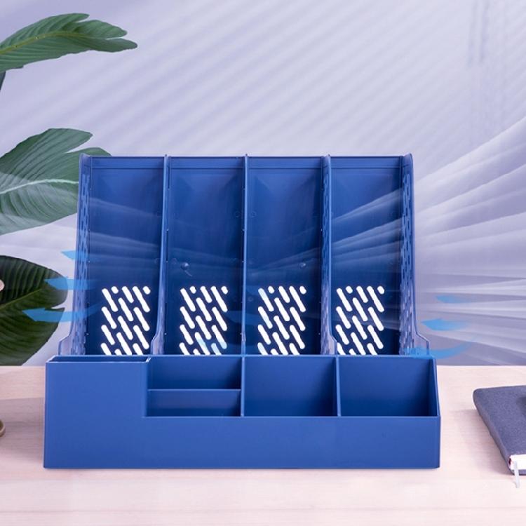 Desktop Magazine Holders with Removable Pen Holders 4 Compartments Storage Organiser Box for Office Desk Organiser